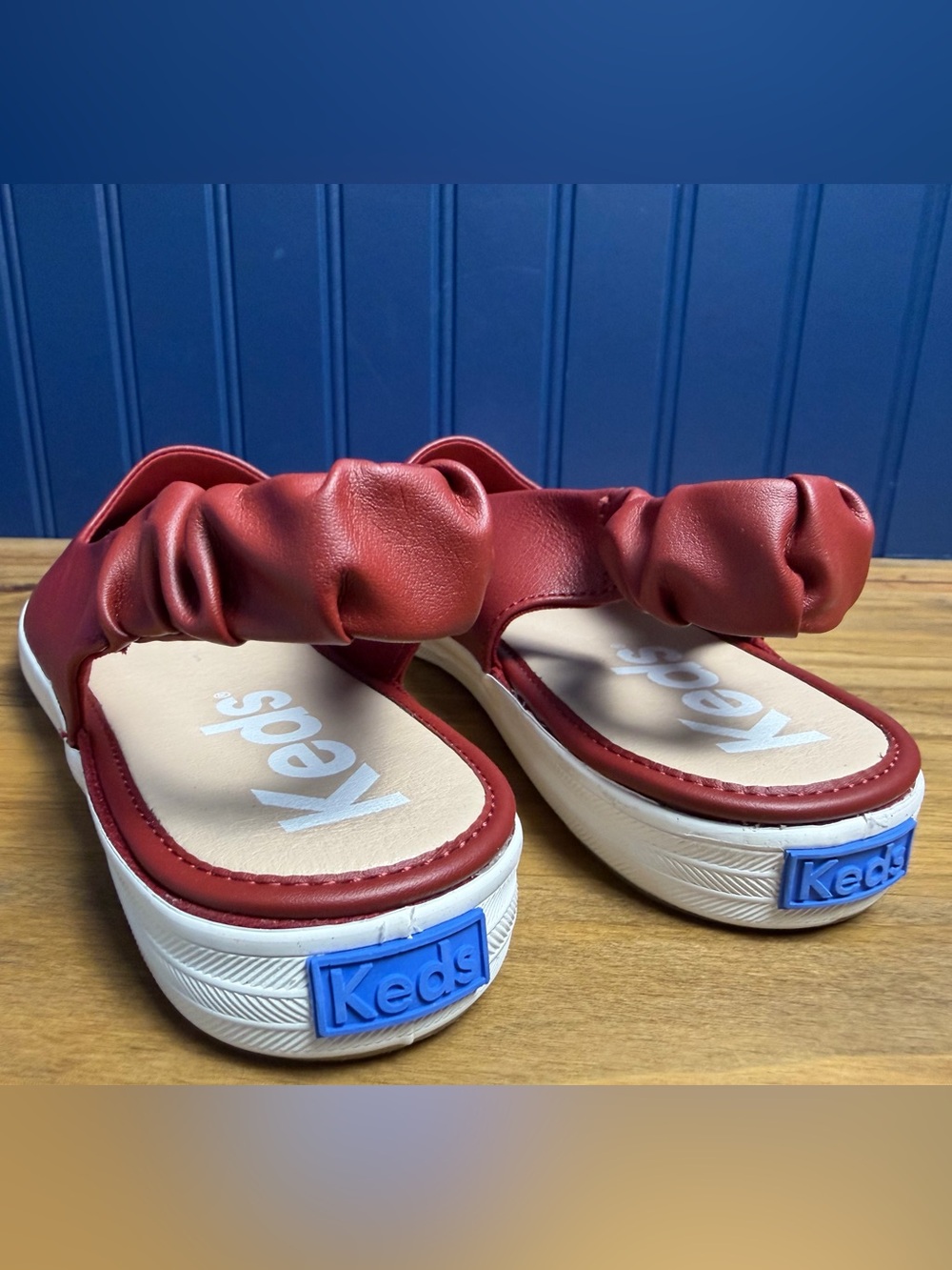 Keds Point Slingback Leather Flats Red Burgundy Size 9.5 - Picture 4 of 6